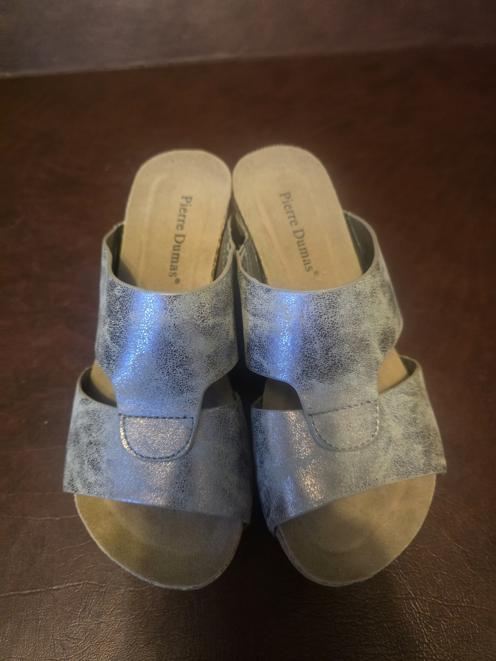 Pierre Dumas Metallic Silver Slide Sandals for Women